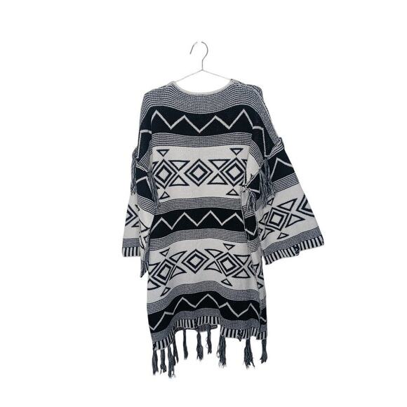 New without tags Pol Aztec Print Fringe Oversized Open Front Long Cardigan SZ S - Picture 4 of 11